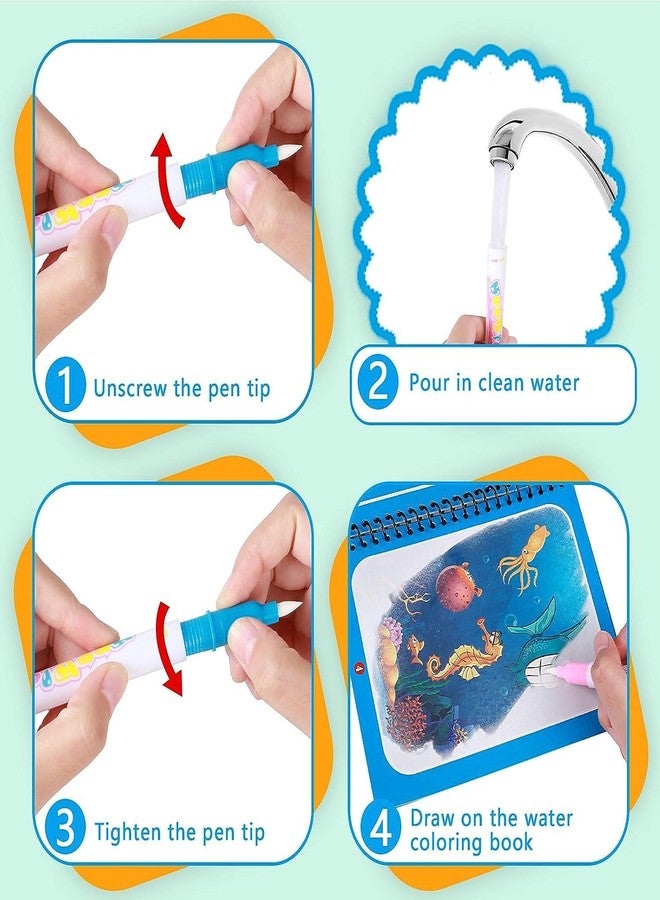 HURRYSHOPPY هاري شوبي ✅ كتاب تلوين مائي سحري قابل لإعادة الاستخدام، مناسب للأطفال الصغار، كتاب مائي سحري، كتاب مائي، شخصيات كرتونية، ألبوم مائي ممتع للأولاد والبنات (تصاميم متعددة) (4) - Image 3